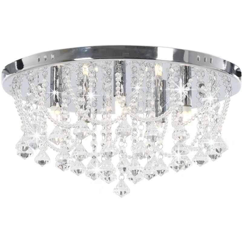 foto del prodotto lampadario perle di cristallo argento rotondo 4 lampadine g9 vidaxl 876239