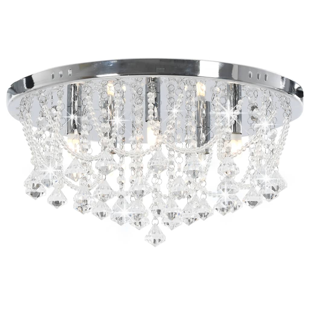 foto del prodotto lampadario perle di cristallo argento rotondo 4 lampadine g9cod mxl 79198