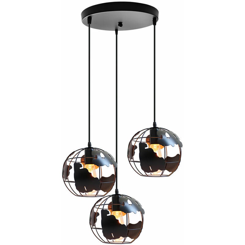 foto del prodotto lampadario personalit creativa lampada a sospensione globo luci camera da letto soggiorno caffetteria metallo industriale retr 3 lampada