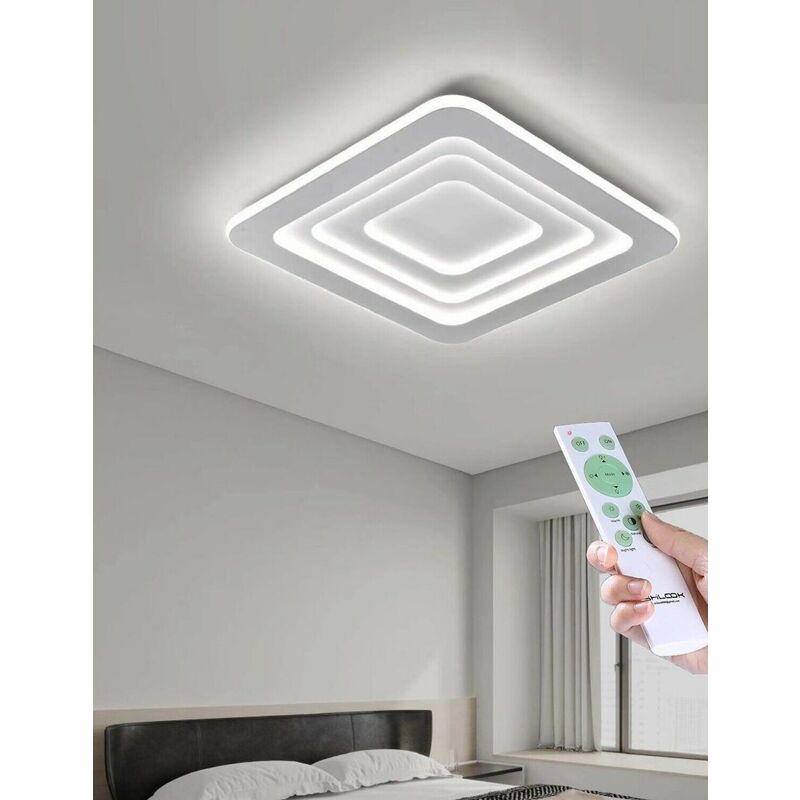 foto del prodotto lampadario plafoniera illuminazione quadrata led moderno 64w luce per soffitto con telecomando