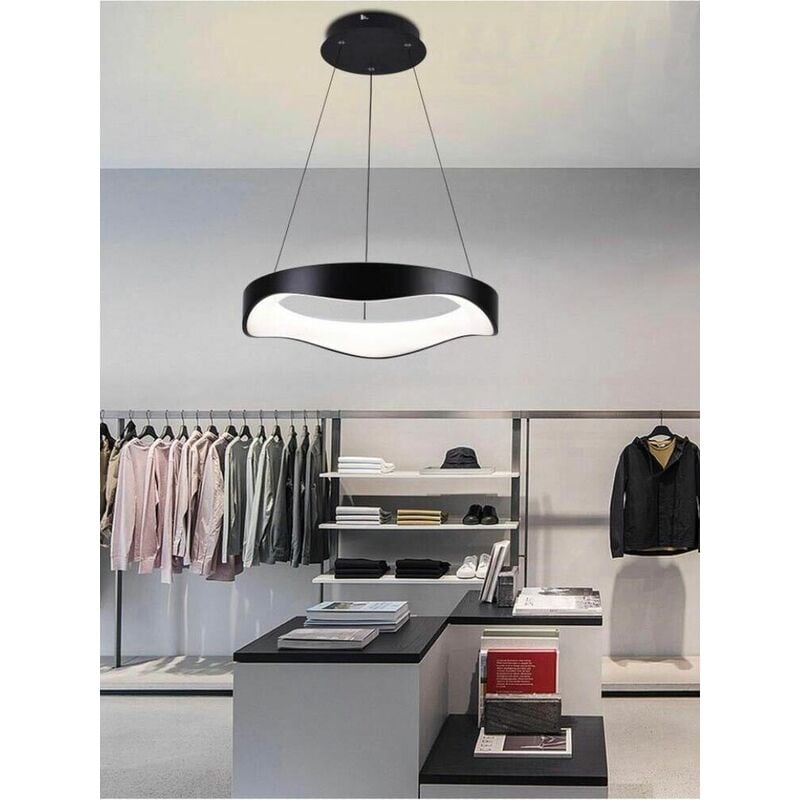 foto del prodotto lampadario plafoniera led a onda 38 w 3 colori luce bianca calda naturale nero
