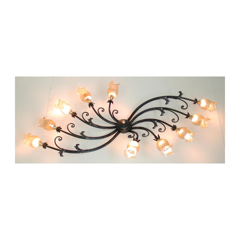 foto del prodotto lampadario plafoniera lucciola ferro battuto 10 luci lampade lampione applique