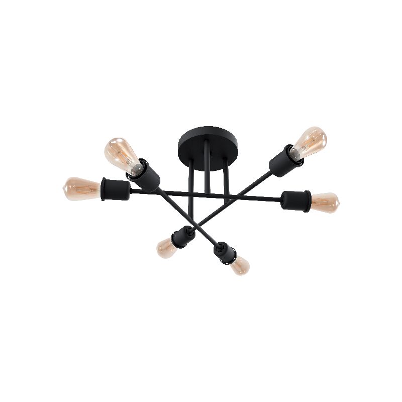foto del prodotto lampadario plafoniera luce led e27 lampada da soffitto in metallo nero portalampada stile moderno minimal