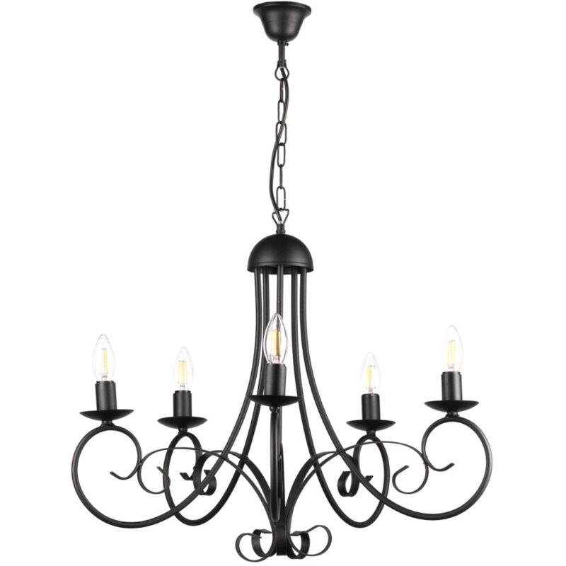 immagine 0 del prodotto lampadario pompei 5 luci in metallo nero, e14