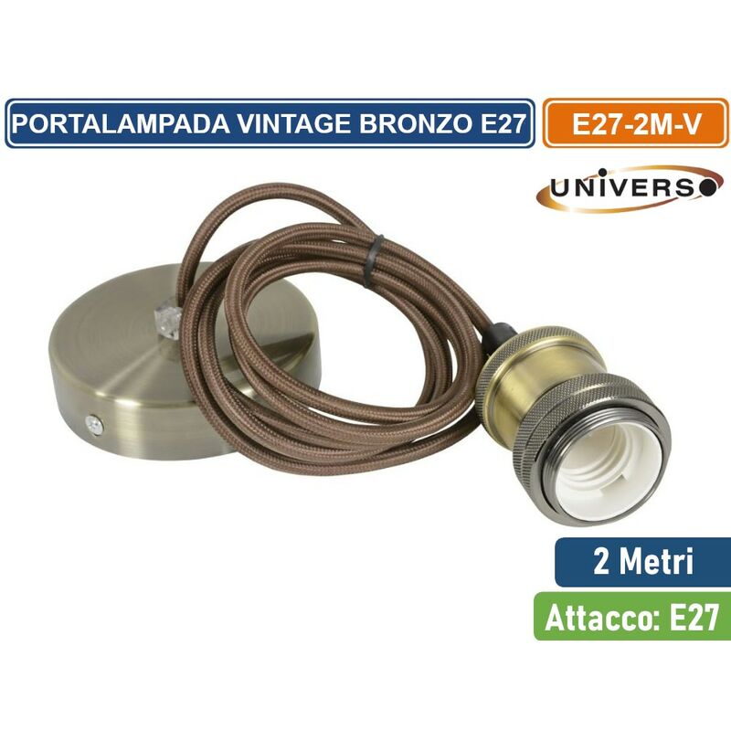 foto del prodotto lampadario portalampada a sospensione vintage bronzo per lampadine e27