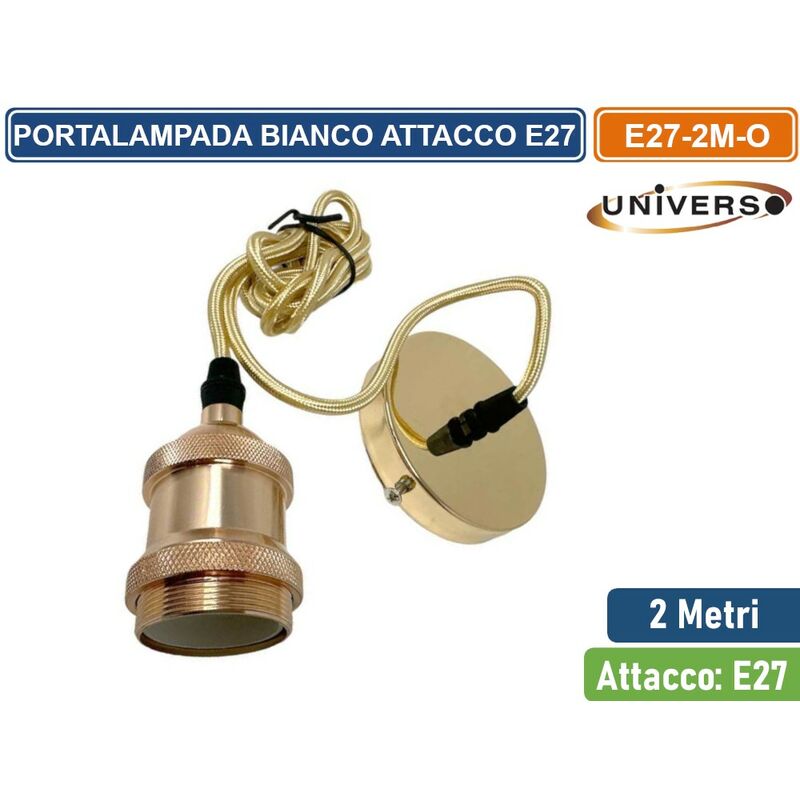 foto del prodotto lampadario portalampada in metallo a sospensione di colore oro per lampadine e27