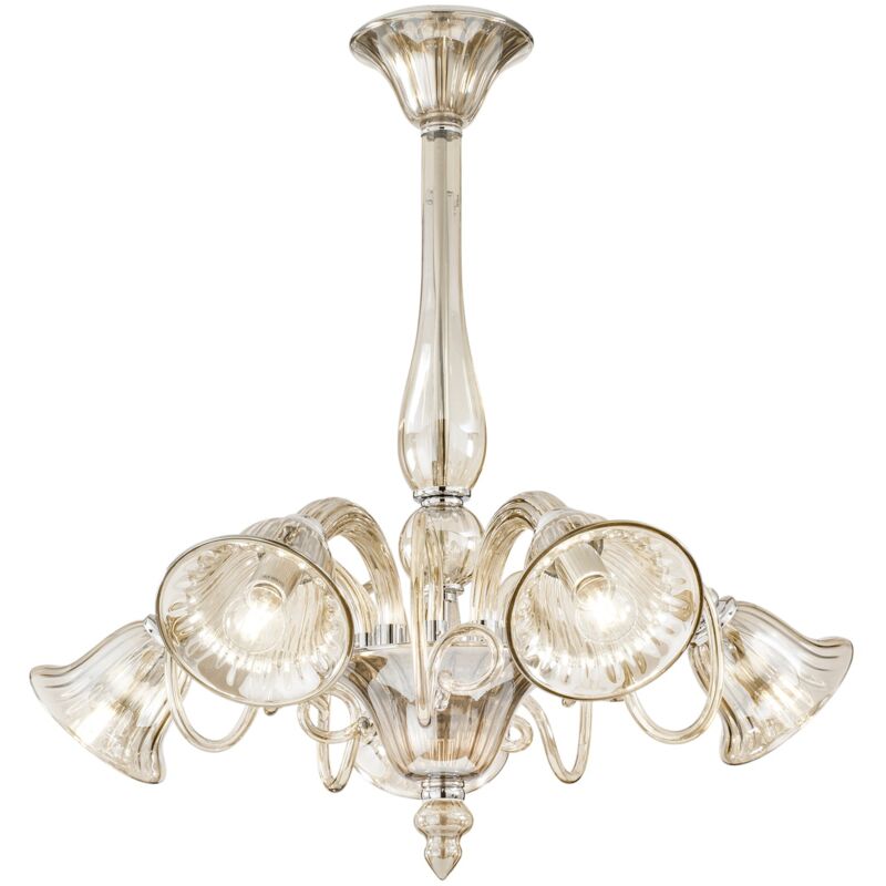 foto del prodotto lampadario poseidon in vetro champagne con cinque diffusori 