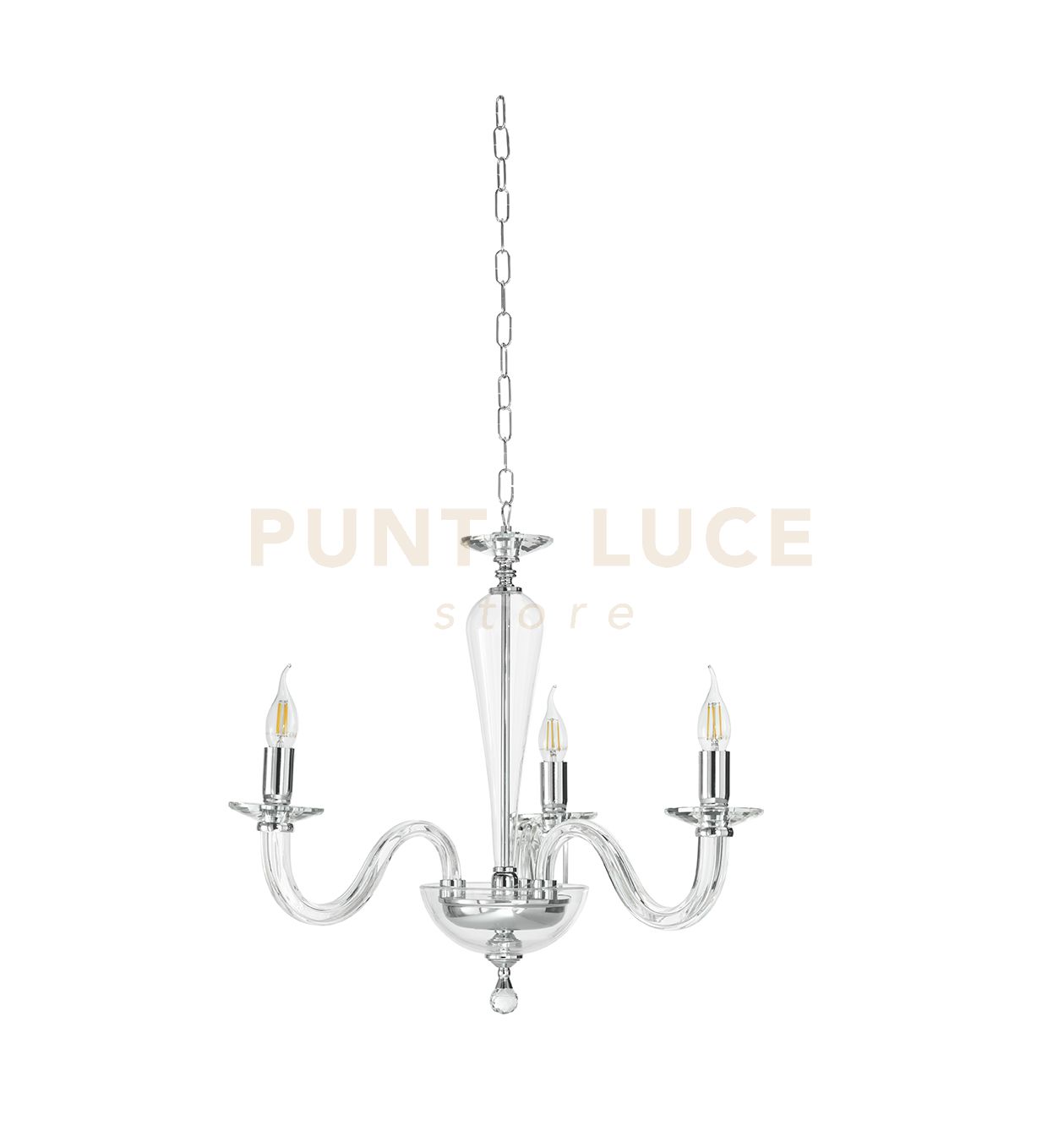 foto del prodotto lampadario ravel 3 luci attacco e14 cristallo e cromo d.60cm