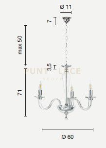 foto del prodotto lampadario ravel 3 luci attacco e14 cristallo e oro d.60cm