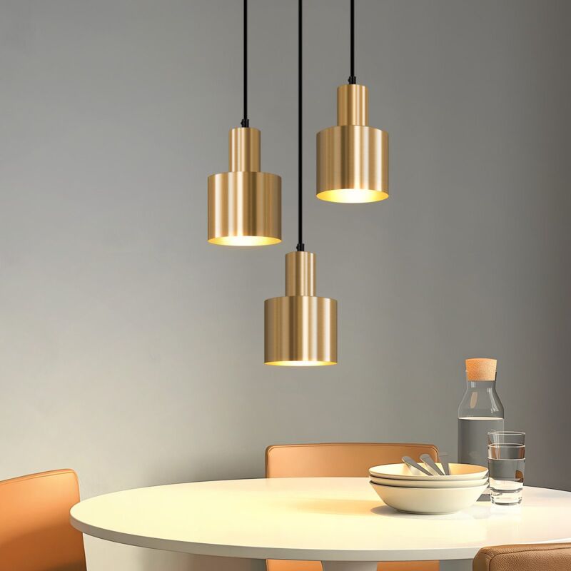 foto del prodotto lampadario retr vintage da tavolo da pranzo lampada da pranzo rotonda in oro a 3 fiamme, lampada da tavolo da pranzo dal design moderno, lampada a