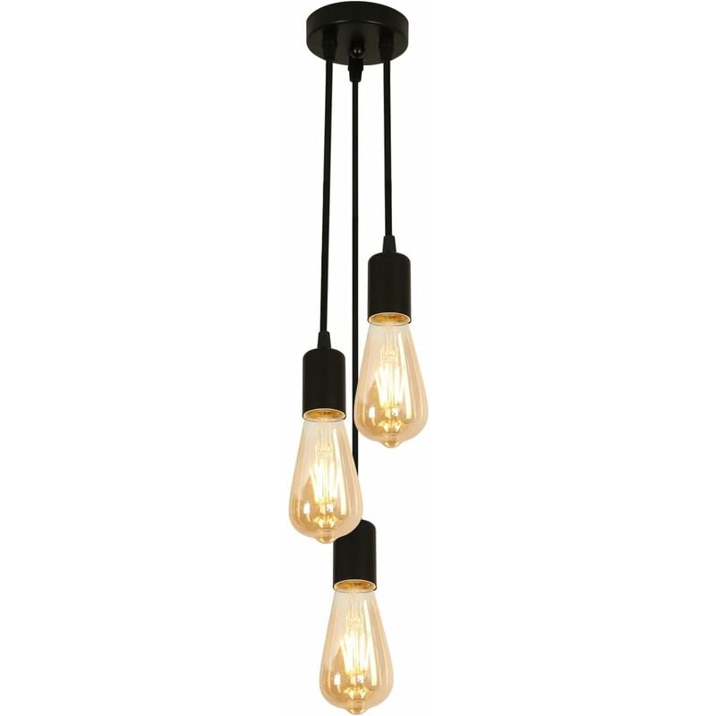 foto del prodotto lampadario retro 3 portalampade luce pendente per soggiorno camera da letto sala da pranzo ufficio bar caf nero base e27 goeco