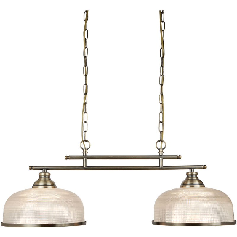 foto del prodotto lampadario rustico country bistrot ii acciaio ottone vetro 2 luci e27