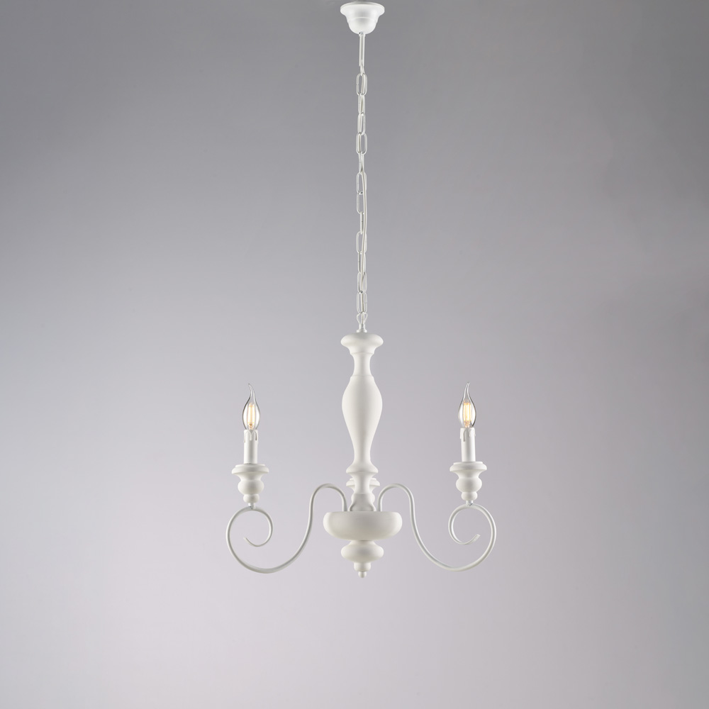 foto del prodotto lampadario shabby chic cascina bianco 3 luci e14