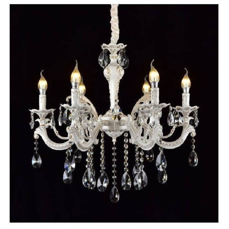 foto del prodotto lampadario soffitto classico 6 bracci attacco e14 vetro effetto cristallo a01-6 - - trade shop traesio