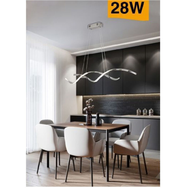 foto del prodotto lampadario soffitto led moderno onde intrecciate 28w luce 6500k 4000k 3000k b56a - -bianco freddo - - trade shop traesio