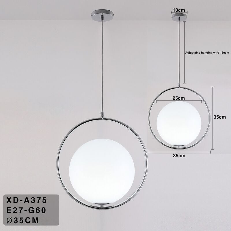 foto del prodotto lampadario sospensione cerchio sfera e27 oro argento pendente moderno led minimal argento