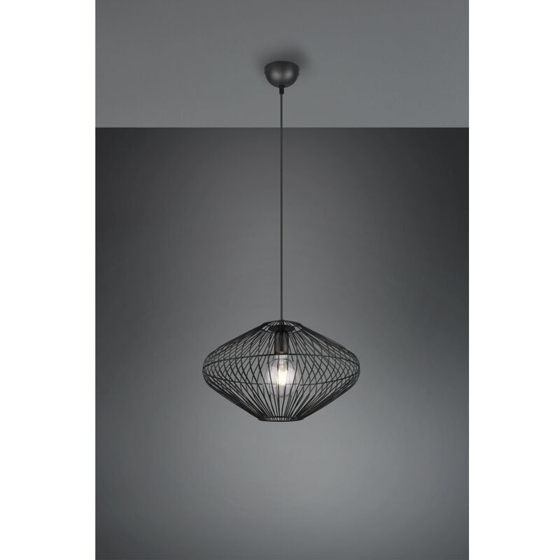 foto del prodotto lampadario sospensione gabbia metallo nero cobain trio lighting