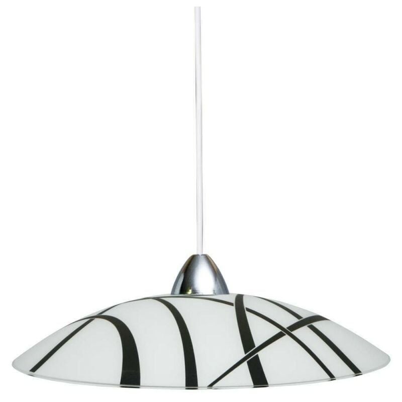 foto del prodotto lampadario sospensione in vetro bianco nero cm 50
