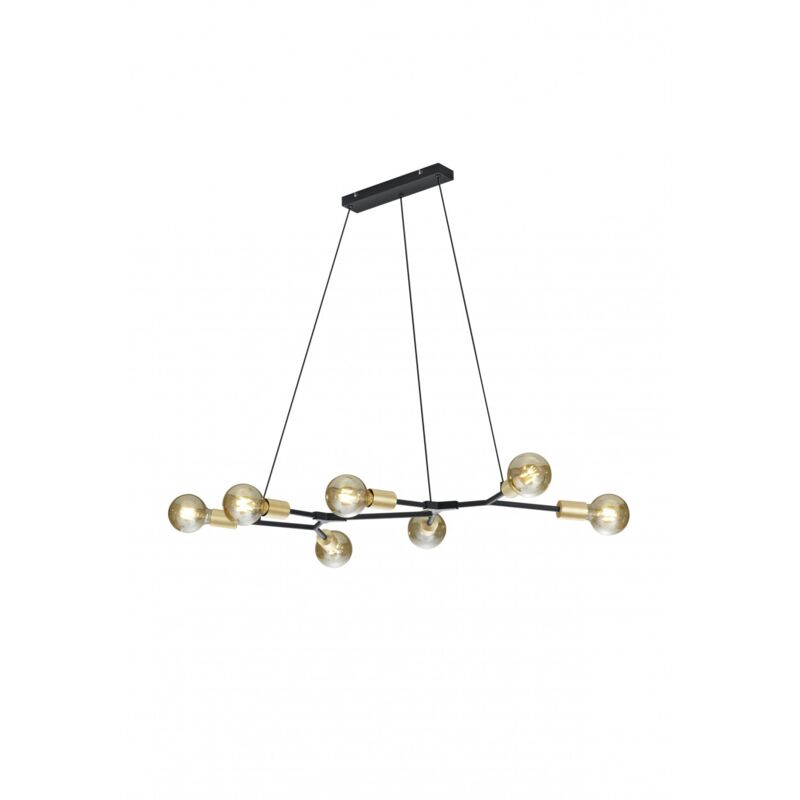 foto del prodotto lampadario sospensione minimal 7 luci cross nero e oro trio lighting