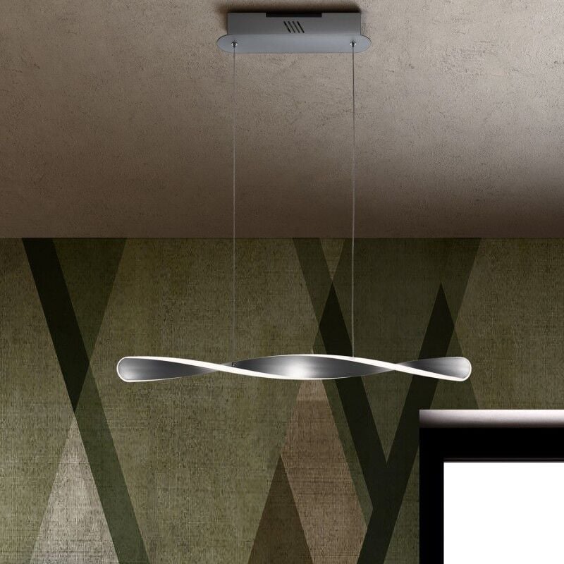 foto del prodotto lampadario sospensione nero o argento per salotti e camere da letto the twists argento