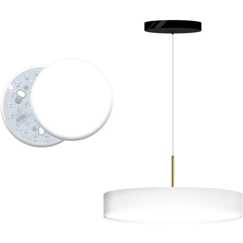 foto del prodotto lampadario sospeso 40w, 28 cm, 3800 lumen, luce naturale o fredda 4000k o 6500k , design moderno in alluminio oro, ideale per soggiorno, camera,