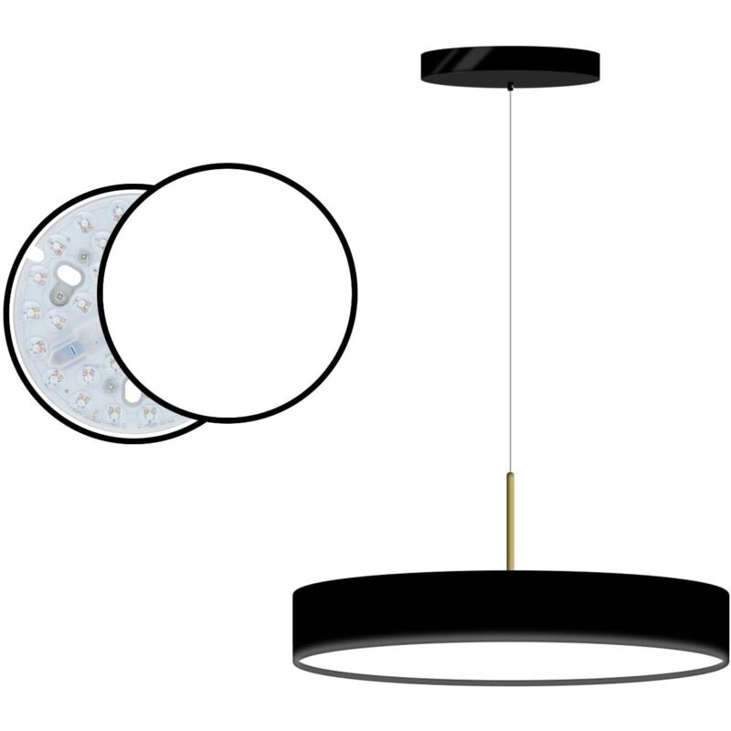 foto del prodotto lampadario sospeso 40w, 28 cm, 3800 lumen, luce naturale o fredda 4000k o 6500k , design moderno in alluminio oro, ideale per soggiorno, camera,
