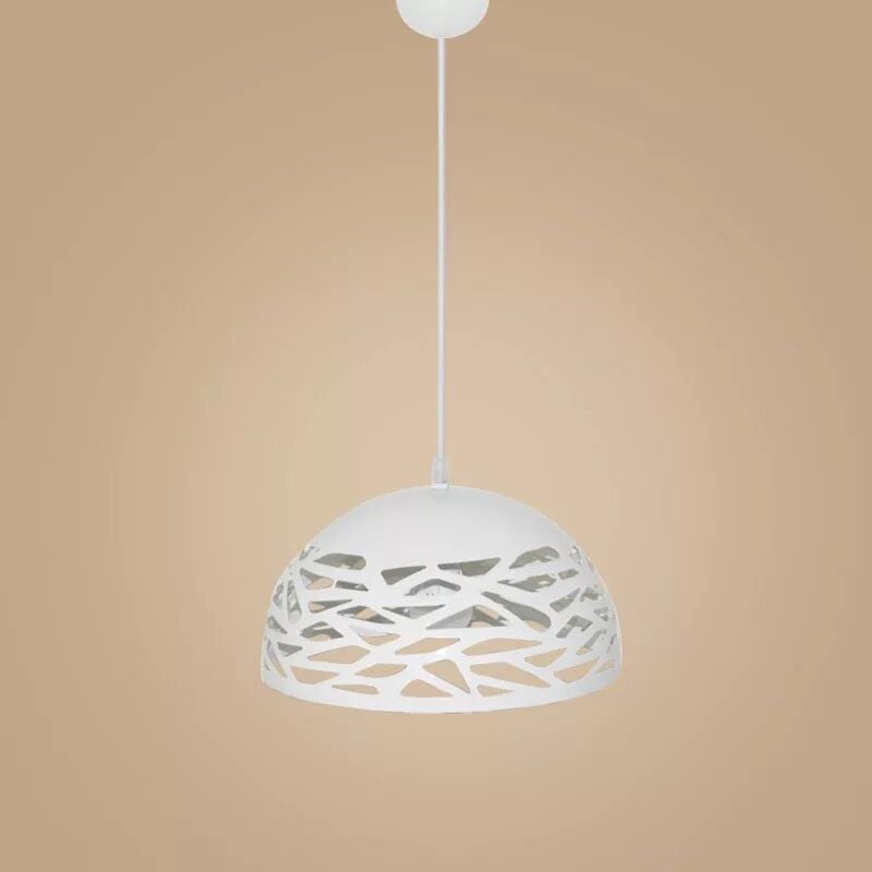 foto del prodotto lampadario sospeso a campana cupola luce led e27 in metallo nero bianco moderno