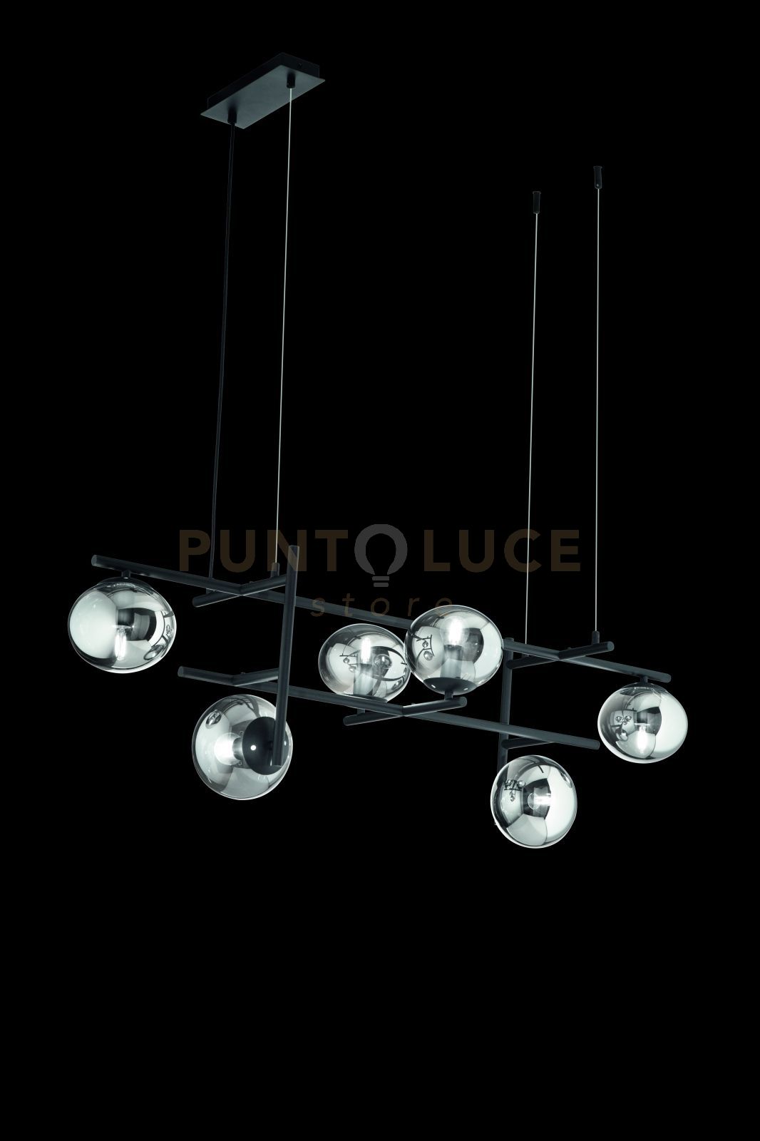 foto del prodotto lampadario sospeso a sei pendenti jewel nero so.jewel 6 nero