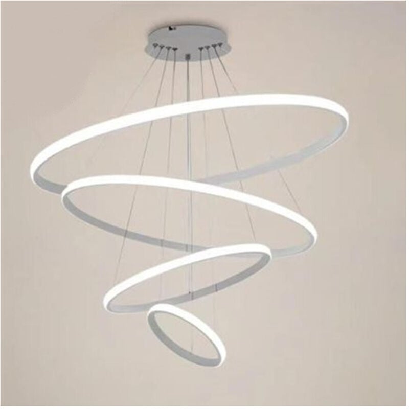 foto del prodotto lampadario sospeso led 120w 4 cerchi pendente rotondo anelli bianco luce 4000k 50279 trade shop traesio