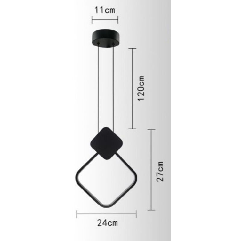 foto del prodotto lampadario sospeso led 12w quadrato nero lampada da soffitto comodino design moderno naturale
