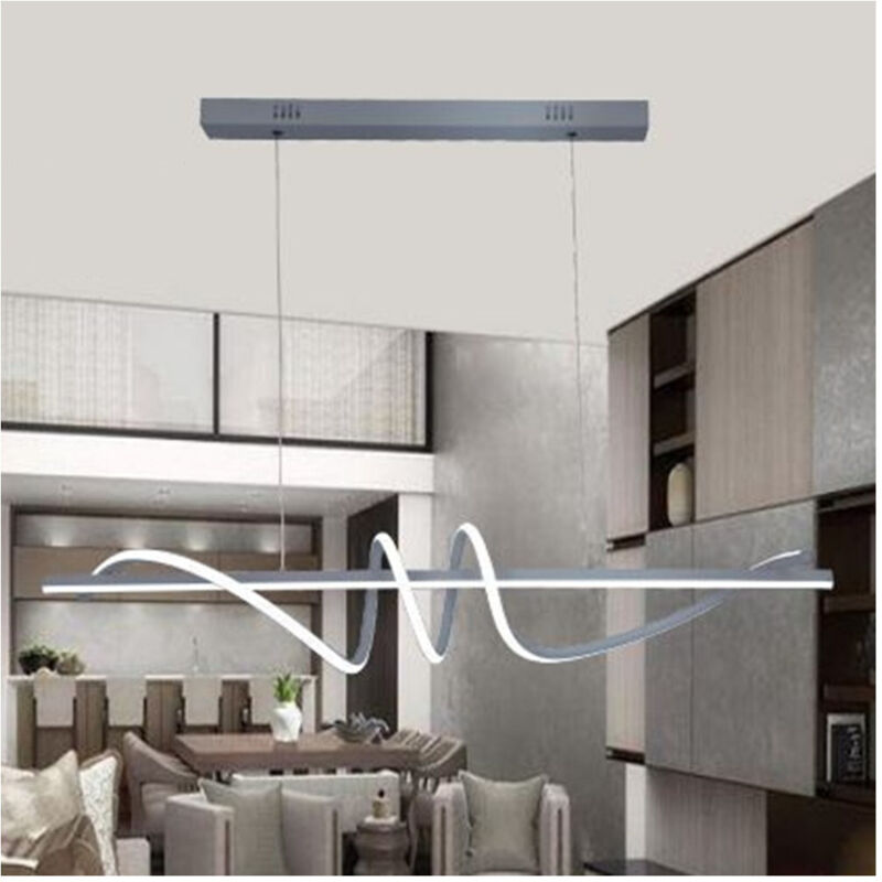 foto del prodotto lampadario sospeso led 65w argento spirale ondulato vortice orizzontale luce 3000k-6500k 01165 - - trade shop traesio