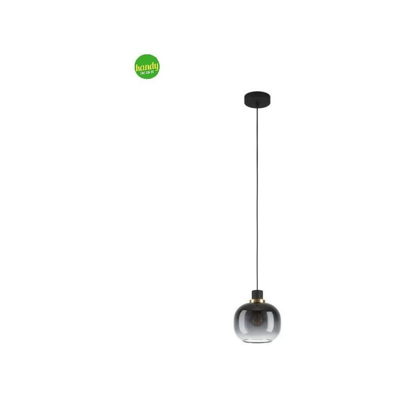 foto del prodotto lampadario sospeso oilella eglo 1xe27 nero vetro grigio