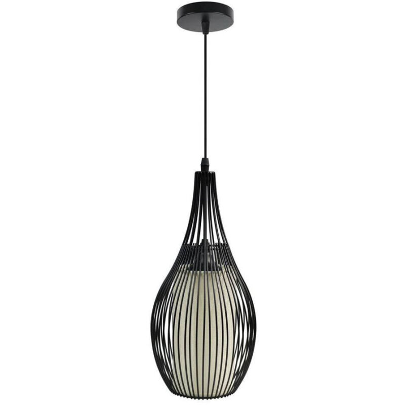 foto del prodotto lampadario sospeso ovale pendente a sospensione moderno e27 plafoniera b19 nero trade shop traesio