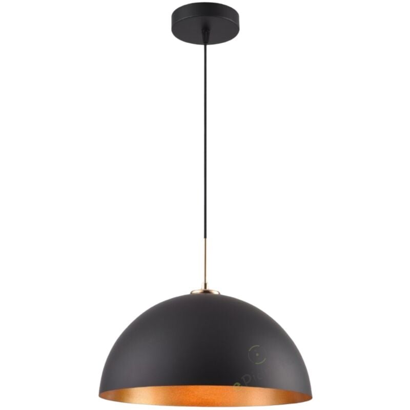 foto del prodotto lampadario stile industriale sospeso a campana in metallo con attacco e27 semplice per salotto cucina nero bianco nero