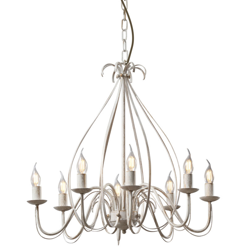 foto del prodotto lampadario stile italiano giuseppe rustico acciaio crema tondo max. 8 x watt qazqa