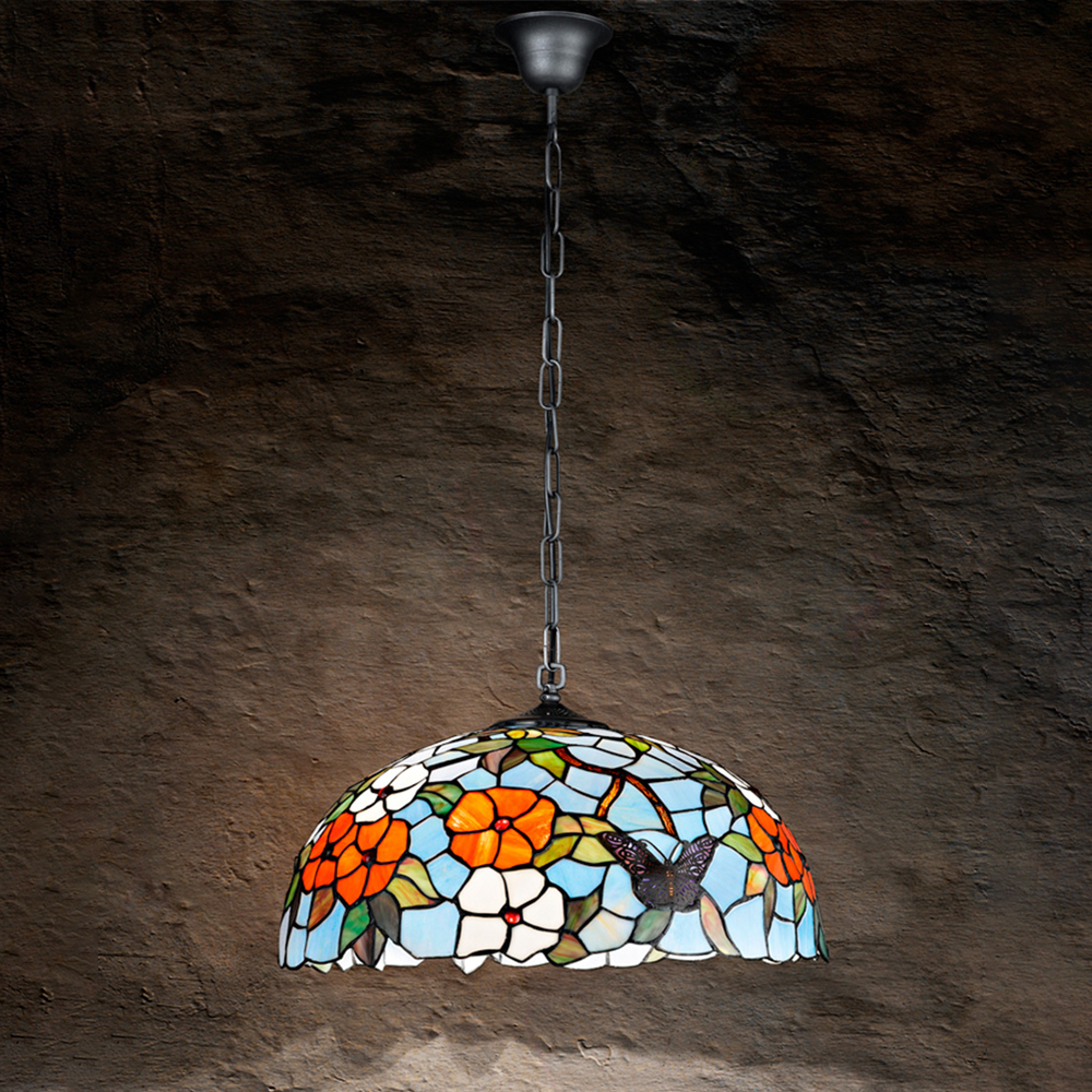 foto del prodotto lampadario tiffany vetro multicolor 3 luci e27