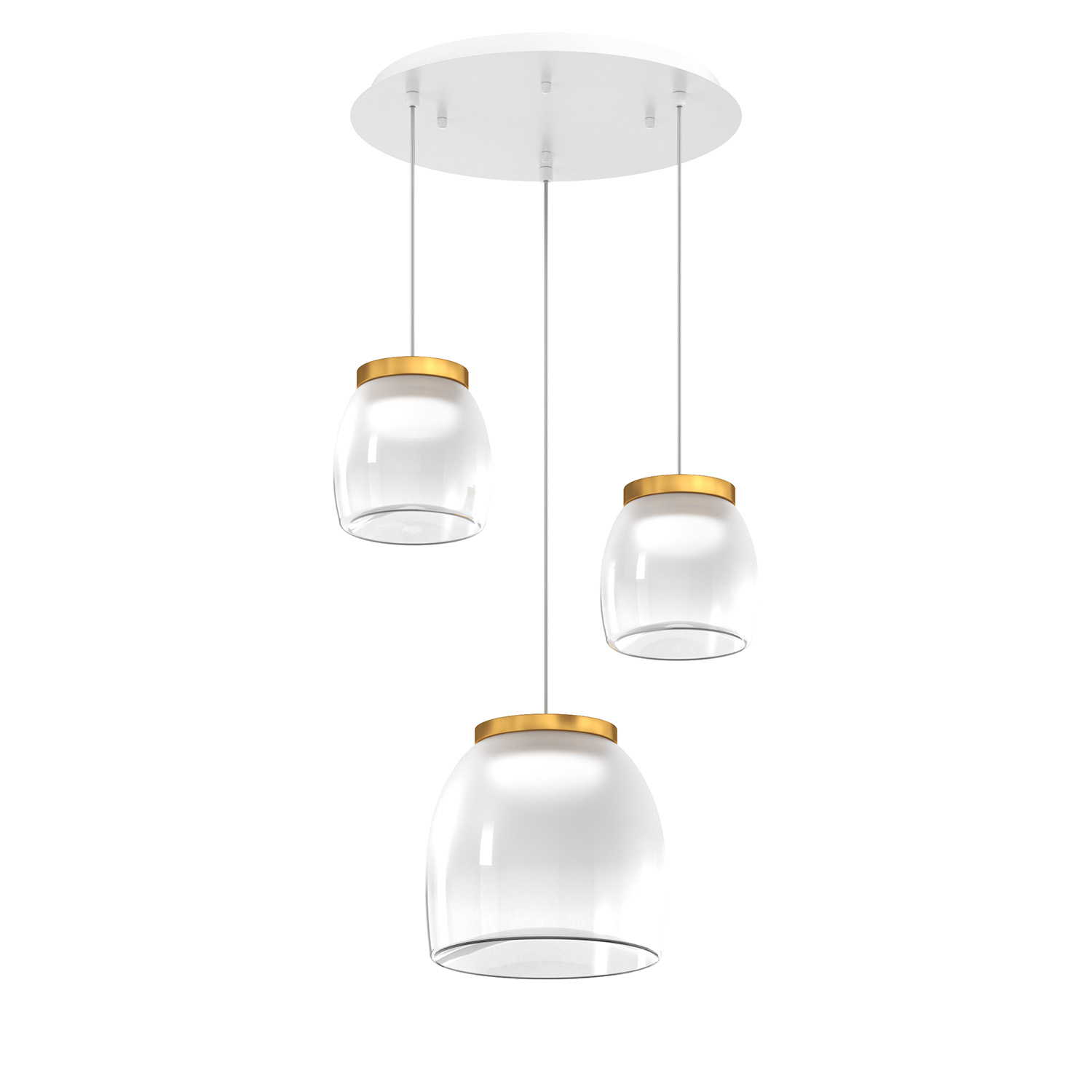 foto del prodotto lampadario tondo contemporaneo drum metallo bianco vetro oro led 16 16w calda