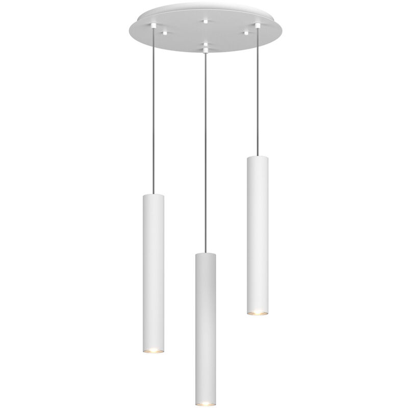 foto del prodotto lampadario tondo industrial minimal xeana metallo bianco 3 luci gu10