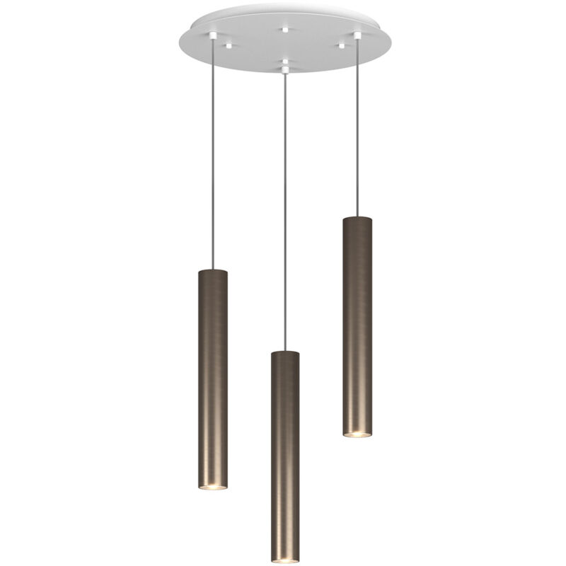 foto del prodotto lampadario tondo industrial minimal xeana metallo bianco bronzo 3 luci gu10