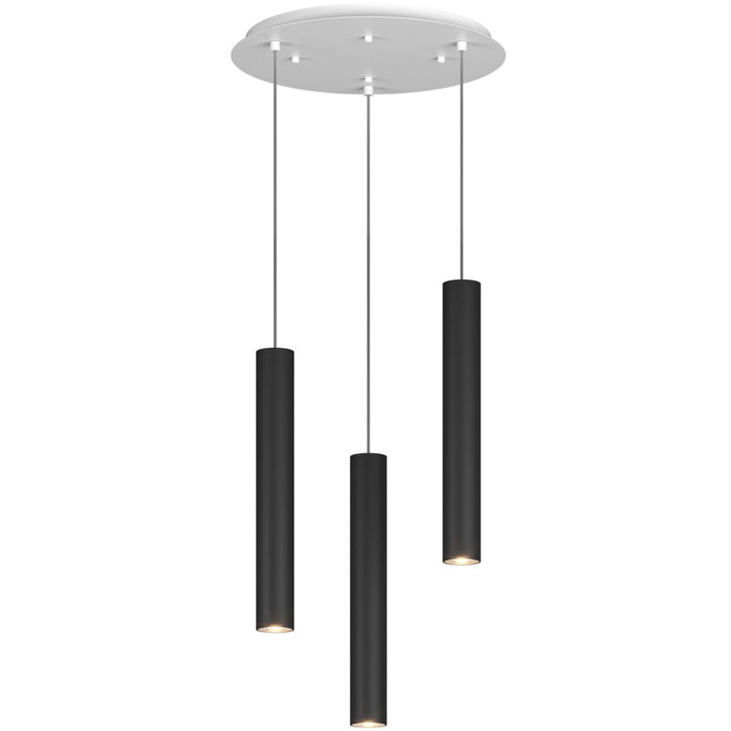 foto del prodotto lampadario tondo industrial minimal xeana metallo bianco nero 3 luci gu10