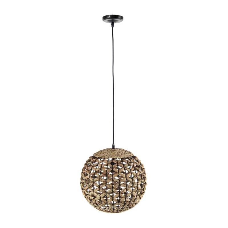 foto del prodotto lampadario tondo intrecciato in legno naturale 40 cm