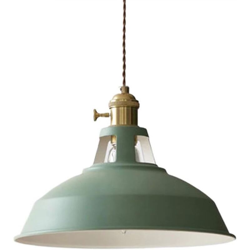 foto del prodotto lampadario verde a testa singola di design nordico e27, lampadario da ristorante moderno e semplice, paralume in rame