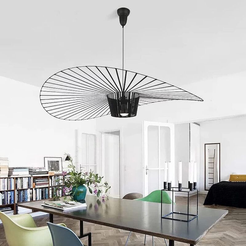 foto del prodotto lampadario vertigo e27 per ristorante, bar, caffetteria, lampadario creativo in fibra di vetro poliuretano nero, 80 cm 