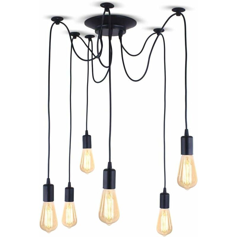 foto del prodotto lampadario vintage industriale lampada a sospensione creativo forma di ragno per salotto camera da letto soggiorno cucina nero 6 bracci