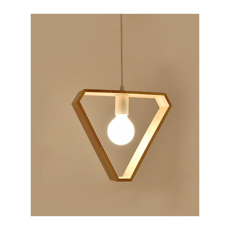 foto del prodotto lampade a sospensione in stile industriale in legno creativo e27, lampada da soffitto moderna e contemporanea forma triangolare 