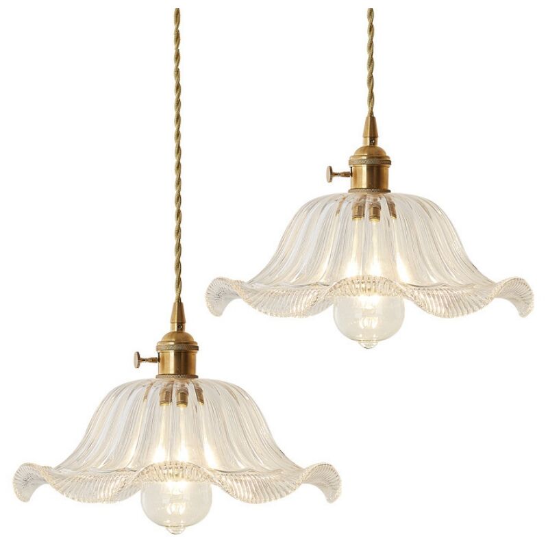 foto del prodotto lampade a sospensione retr lampadario a soffitto vetro metallo plafoniera interna per sala bar ristorante colore trasparente 2 pezzi