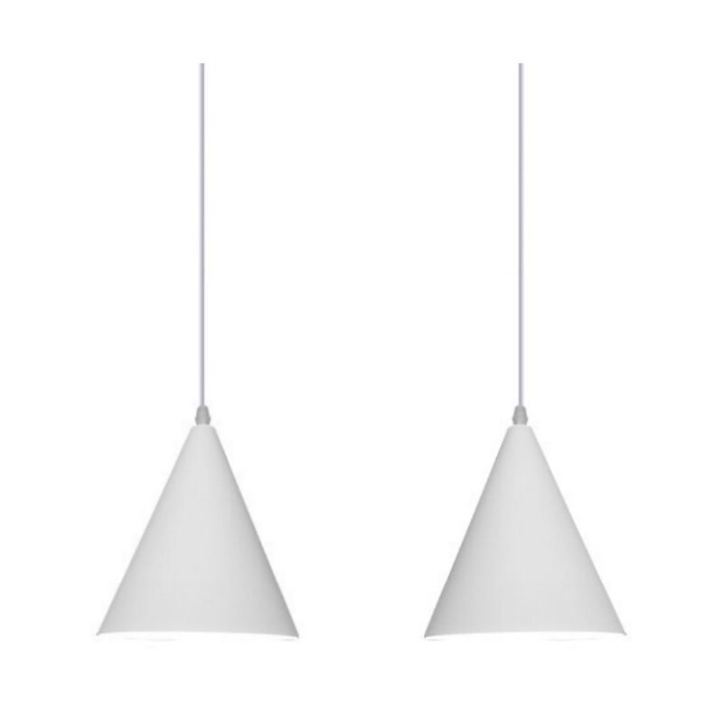 foto del prodotto lampade a sospensione vintage industriale lampadario soffitto metallo plafoniera regolabile bianco 19cm 2 pezzi