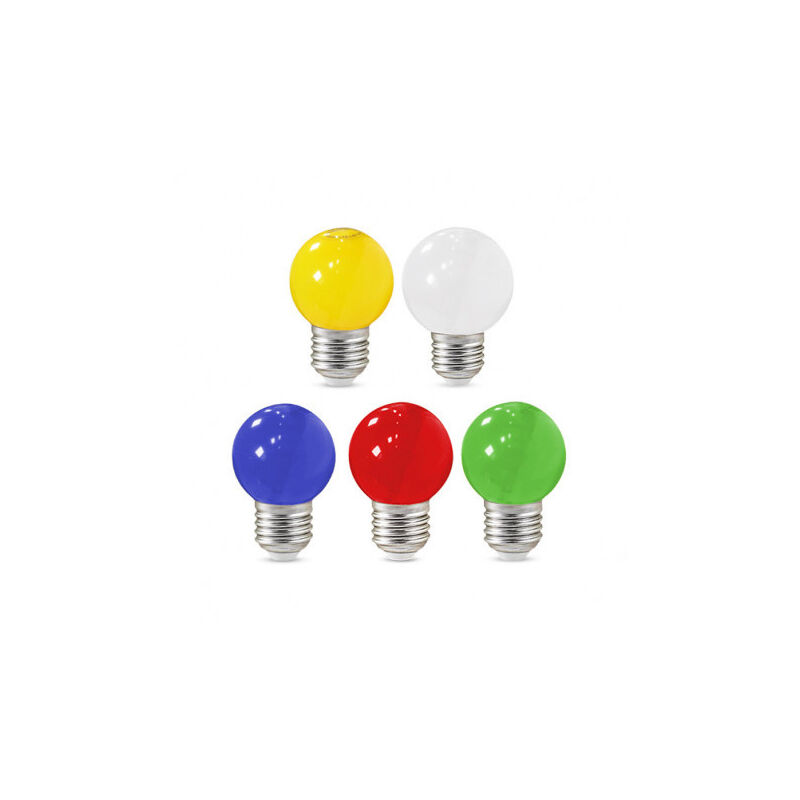 foto del prodotto lampade blister x 5 led e27 1w g45 blu rosso.. verde giallo bianco caldo 3000k