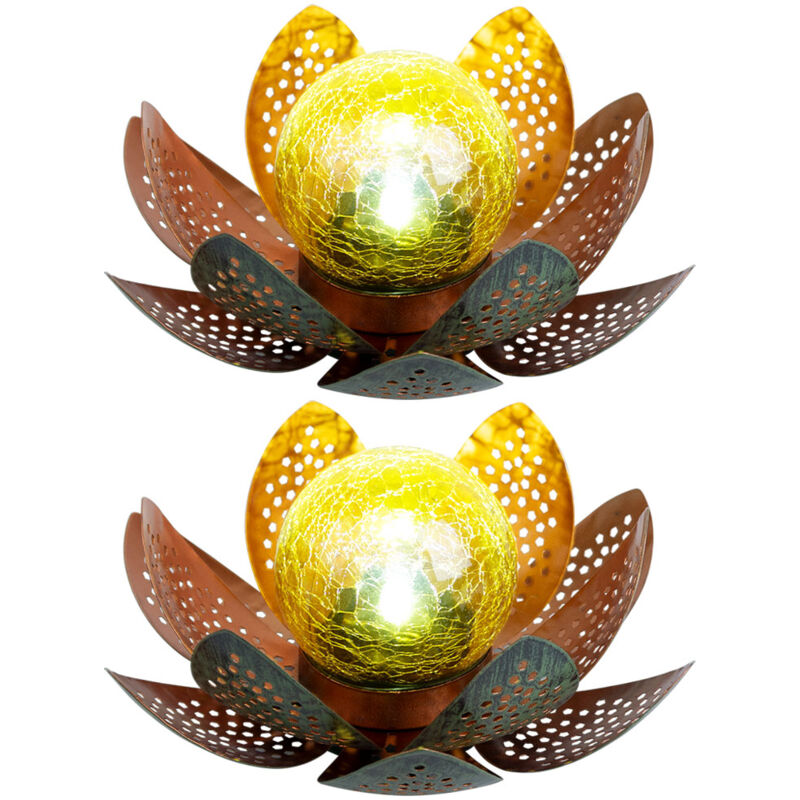foto del prodotto lampade da esterno da giardino a luce solare decorativa a led a luce solare con design a fiore di loto, sfera di vetro color oro, led, 22 cm,