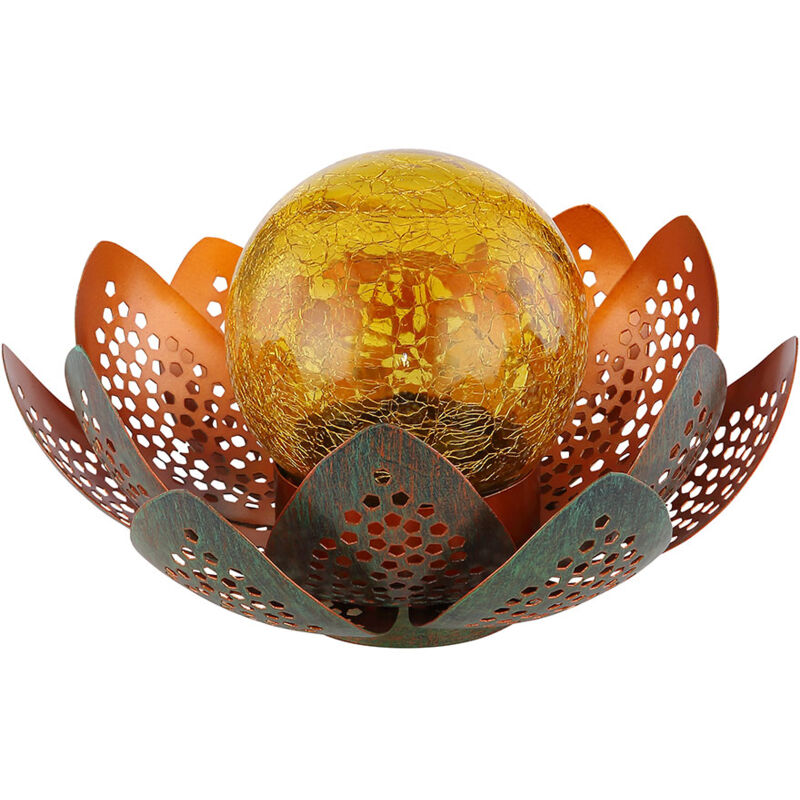 foto del prodotto lampade da esterno da giardino luce solare luce solare decorativa a led con design a fiore di loto, sfera di vetro color oro, led, 22 cm, patio